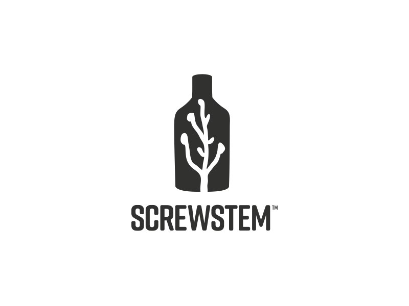 Screwstem Logo logo bw bottle plant mixed drinks bitters screwstem