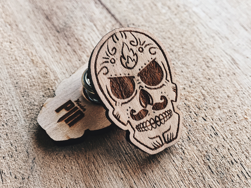 Calavera wooden pin