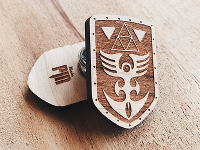 Red Shield Wooden Pin