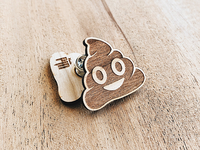 Poop Emoji Wooden Pin