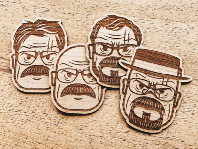 Evolution of Walter White Wooden Sticker Pack