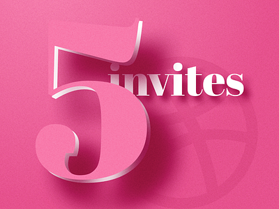 Five Dribbble Invites 5 depth dribbble invite invites number recruit shadow type