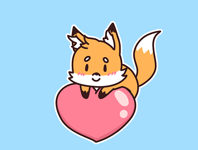 Cute Cinnamon (in a heart) cute cute animal cute art flat illustration fox foxes icon illustration