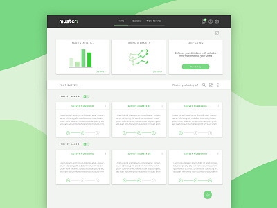 Muster tool home dashboard design tool ui user research ux website