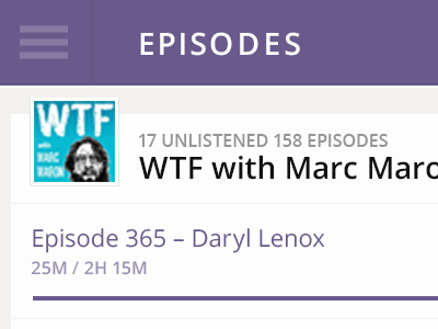 Episode view for a podcast app list view mobile podcast