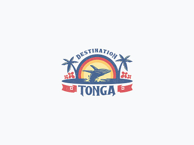 Destination Tonga classic emblem flower heilala humpback logo palm palmtree sea tonga tour tourism tourist travel whale