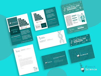iTeach Science Branding branding brochure businesscard dna green letterhead poster science timeline cover tutor