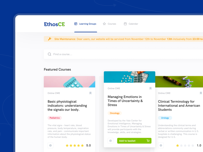 EthosCE Medical Educational Platform - Dashboard app application b2b b2c crm dashboard education healthcare knowledge medecine money product design saas student ui user experience user inteface ux web