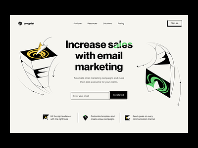 Email marketing platform: hero section email email newsletter emailing identity landing landingpage marketing visual identity web web page web site webdesign