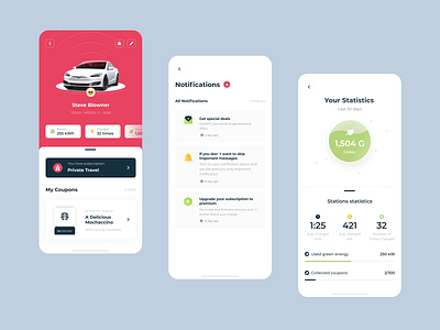 JUCR - Electric vehicle - mobile app - main screen app application b2c charge charging car electric cars ios mobile product design tesla transportation ui user experience user inteface ux vehicle visual interface