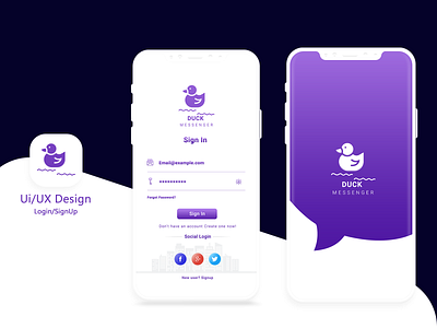 Login & sign up Ui kit Duck Messenger animation app art brand branding design flat icon icons illustration illustrator ios logo type typography ui ux vector web website