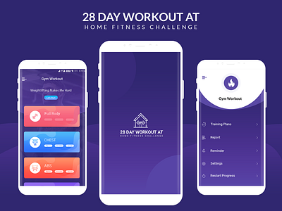 Android Ui Kit 28 Day Workout at Home Fitness Challenge 24 hour fitness 28 day fitnes animation app bodybuilding branding design fitness flat gym icon illustration la fitness logo pilates planet fitness ui uidesing ux workout