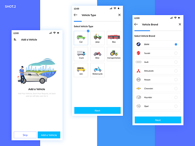 Add a Vehicle, Vehicle Type, Vehivle Brand animation app appdesign brand branding design icon icons identity illustration illustrator ios logo type typography ui ux vector website