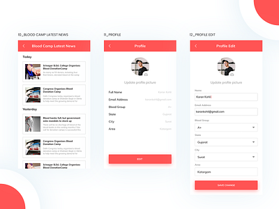 10_Blood Camp Latest News, 11_Profile & 12_Profile Edit