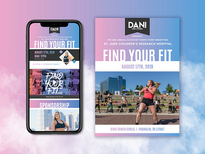 Find Your Fit Event event branding fitness flyer gradient gym mailchimp personal trainer