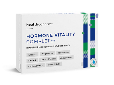 HealthConfirm At Home Hormone Testing branding health hormone packaging test kit