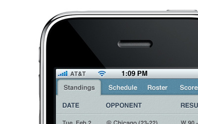 iPhone App app iphone schedule sports table