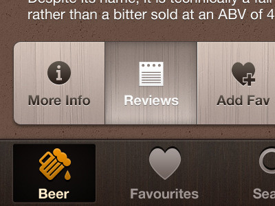 Beerbuddy Tab Bar v2 app application beer grunge icons interface iphone navigation texture ui user user interface wood