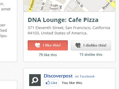 Cafe Pizza discoverpost dislike dislike button facebook interface like like button map ui user user interface web web design website