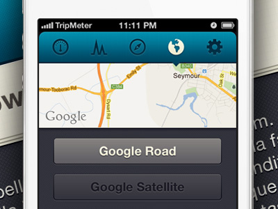 Trip Meter - Map Selection buttons google ios iphone map maps nav bar navigation ui user interface