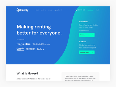 Howsy - making renting better for everyone design homepage interface landing page navigation ui user interface ux web