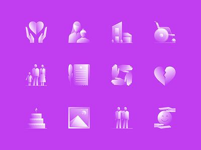 Alpha Icons / Family Set app character clean concept design family friends friendship gradient hands heart icon illustration logo people property symbol ui vector wheelchair