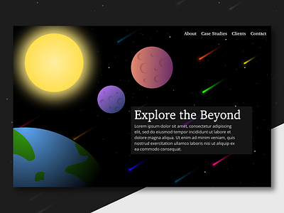 Explore the Beyond - Landing Page Concept app concept app dailyui design sketch app ui ui challange universe ux vector web