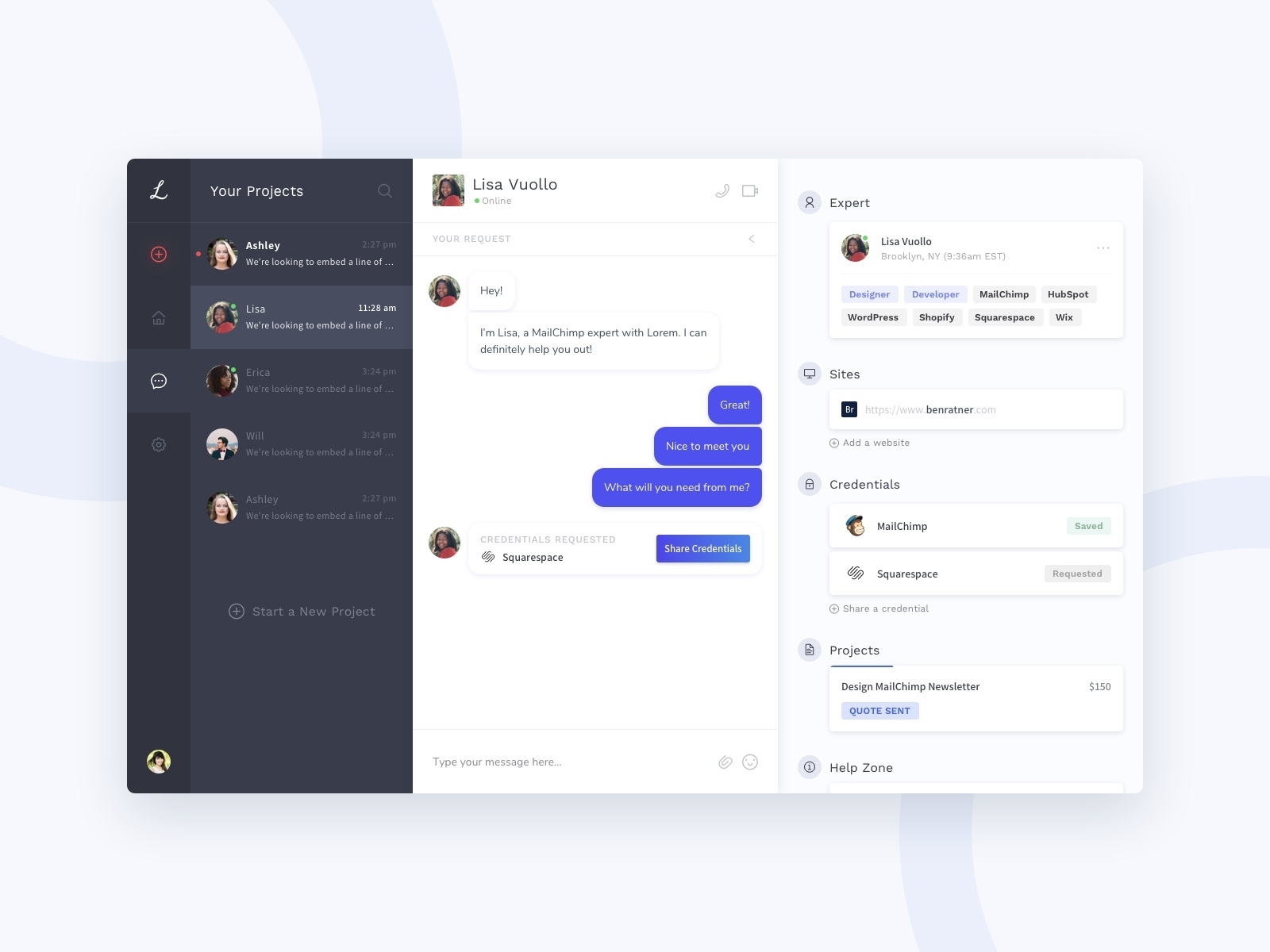 Lorem Chat - Early Concept by Ben Ratner on Dribbble