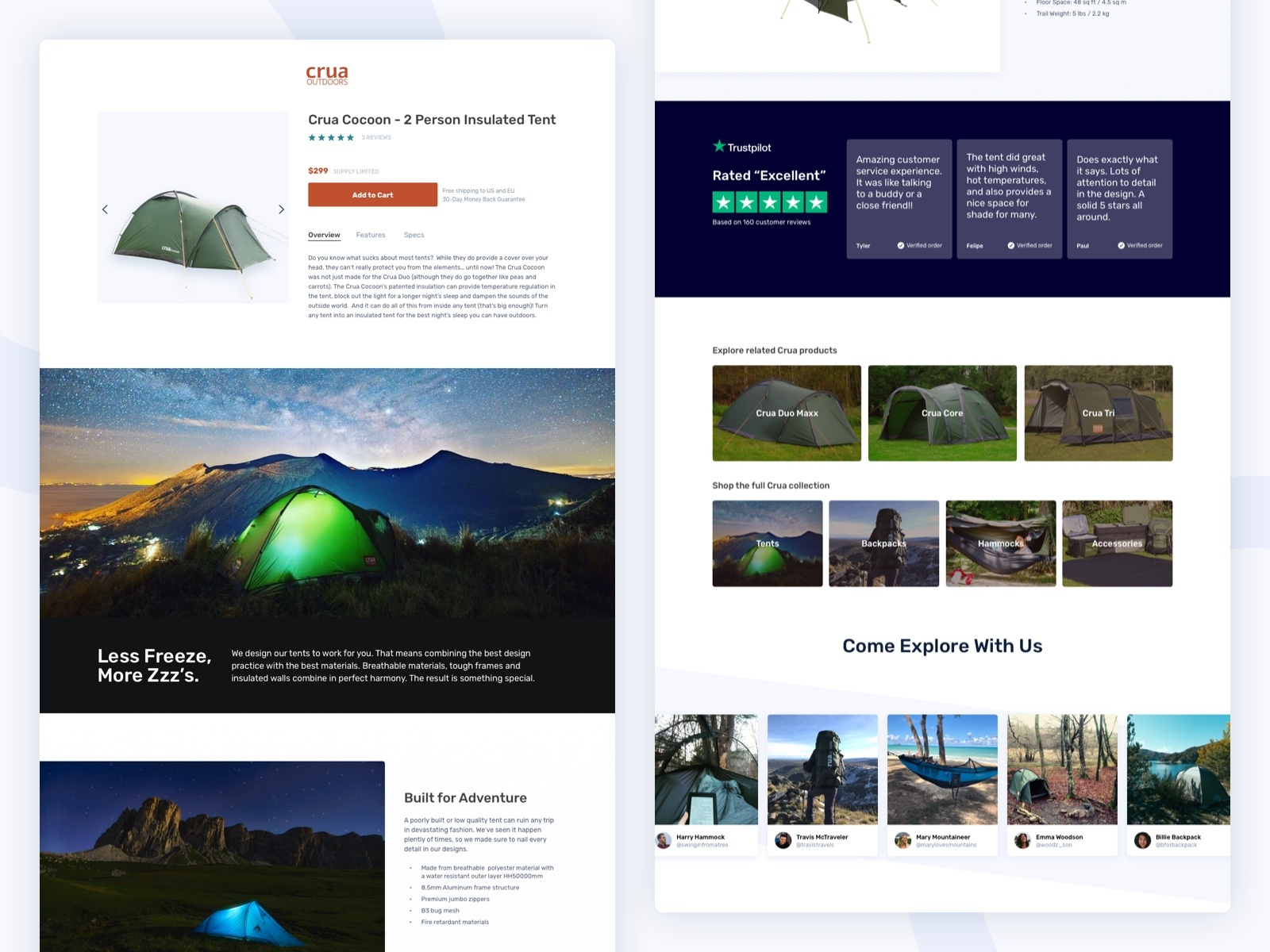 Camping Tent eCommerce Landing Page by Ben Ratner on Dribbble