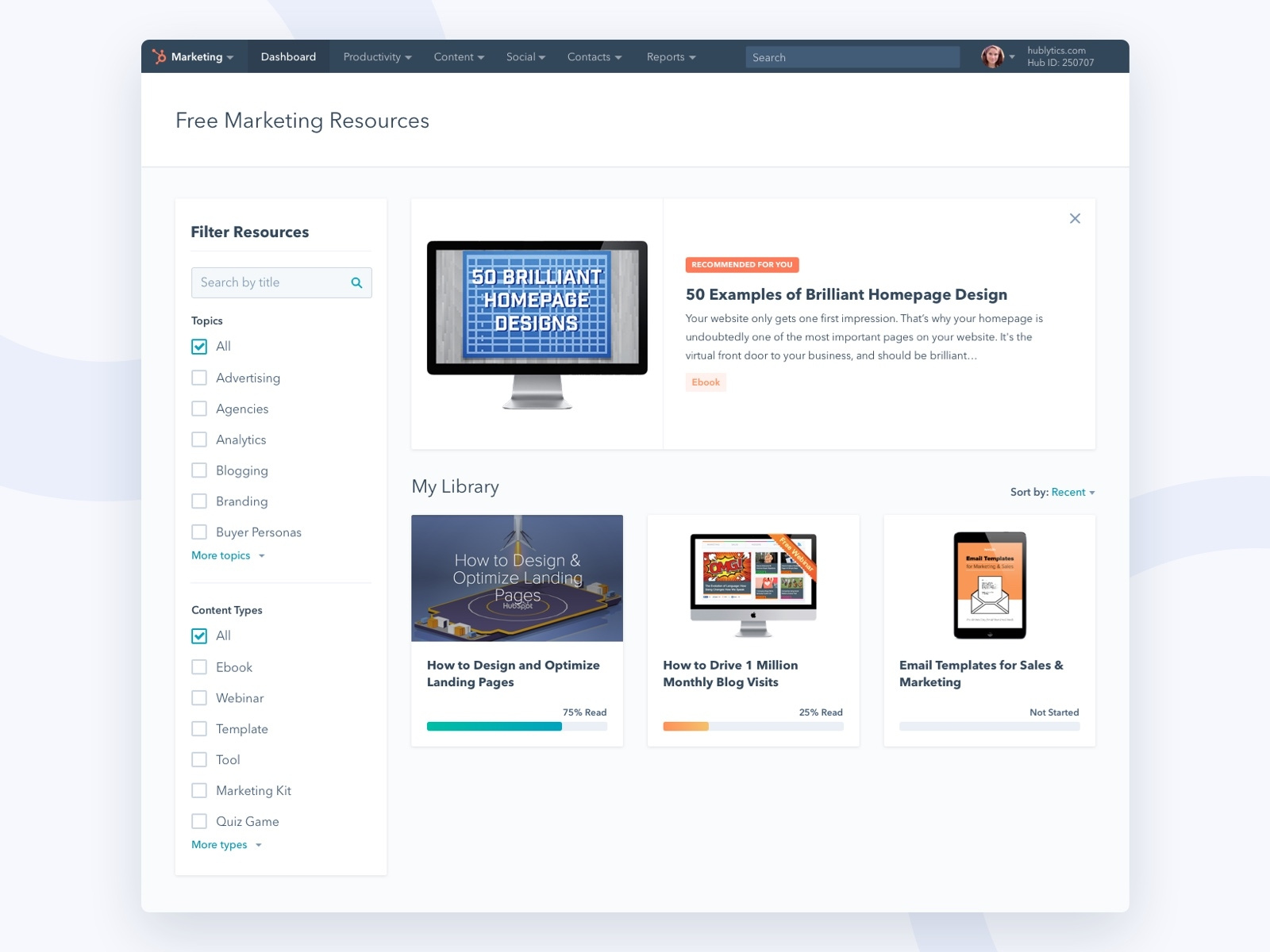HubSpot Content Library Concept by Ben Ratner on Dribbble