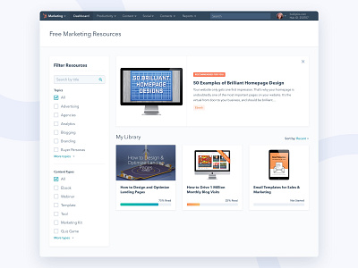 HubSpot Content Library Concept design product product design ui ux