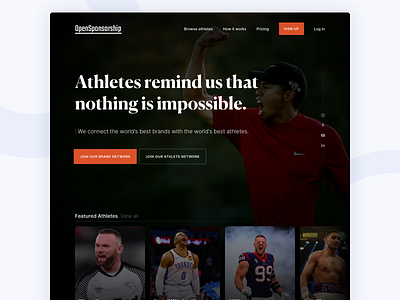 Athlete Sponsorship Marketplace | Home Page Concept athlete daily ui home page landing page marketplace sports web web design