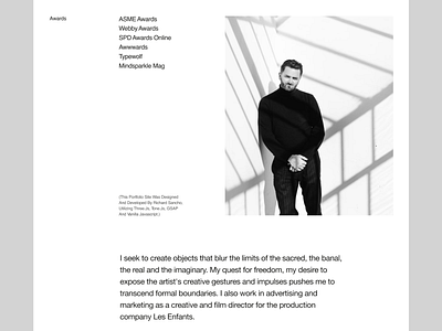 Portfolio page. design typography ui ux web
