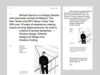 Portfolio page. design typography ui web