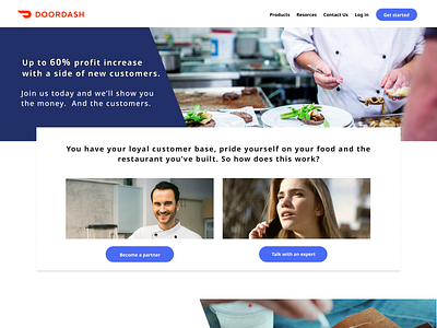 Landing Page - Doordash Merchant branding food website landing page takeaway website ui ux web design