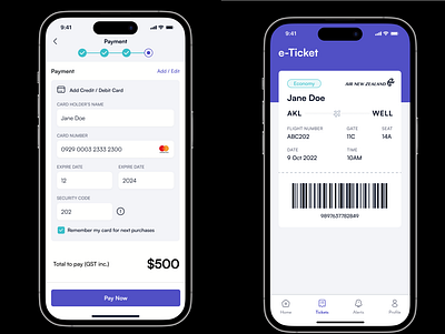 Flight App NZ airlines app flight app ui ux