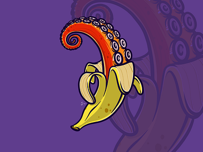 Banana Octopus Digital Illustration applepencil banana digital illustration ipad octopus procreate teeleo tshirt design
