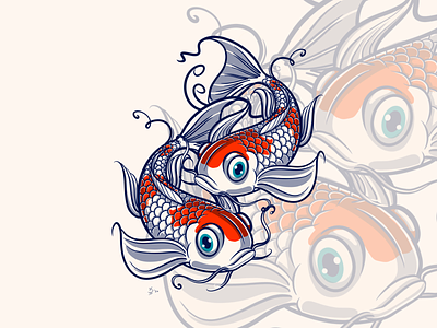 Kohaku Koi Fish balance carp fish japanese kohaku koi koi carp koi fish lover koi fish pond koi life koi tattoo pattern rotation tattoo lover tattoos yin yang