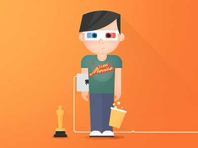 Cinemaddict character illustration movie oscar popcorn