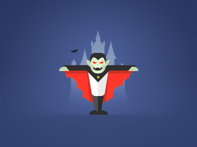 Dracula bat castle dracula flat icon illustration