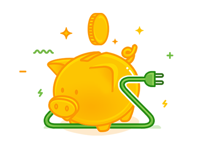 Energy Saving Icon cable coin energy icon pig plug save