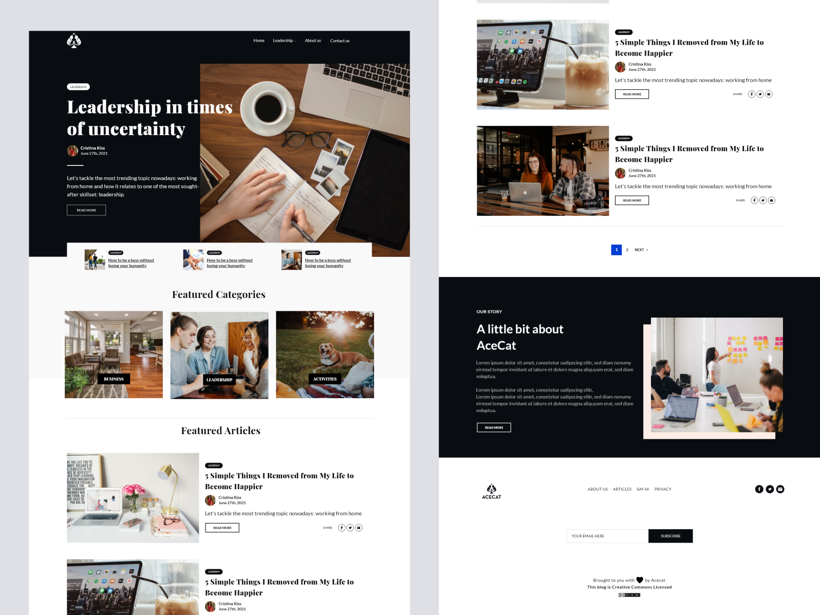 Acecat Blog Homepage by Amine Ech on Dribbble