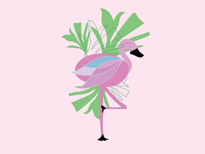 Weekly Warm-Up: Tropical Flamingo animal bright colors flamingo icon illustration palms shapes tropical vector weekly warm up