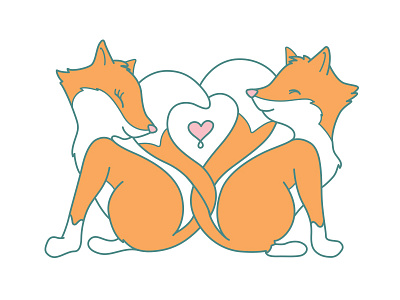 Foxes characters fox invite love wedding