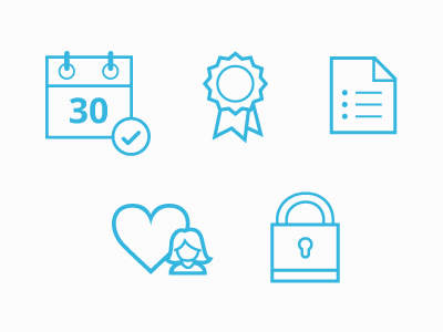Guarantee Icon Set 30 days calendar guarantee icons illustration lock ribbon secure