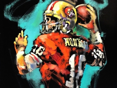 Joe Montana by Mark Gray fine art football players forty niners football paintings joe montana joe montana paintings sports sports art