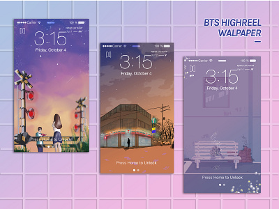 BTS Highreel Illustration Walpaper aesthetic bts calm design freebies homescreen illustration kpop lockscreen lofi walpaper