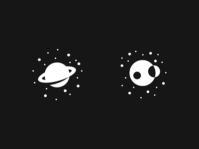 Planets icons planets single color space stars symbols