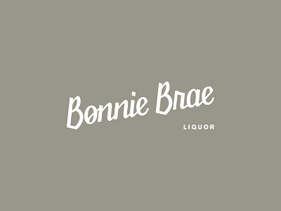 Bonnie Brae Liquor hand drawn identity lockup logo logotype script