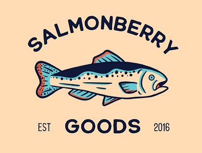 Salmonberry Goods berry branding fish goods illustration salmon typogaphy